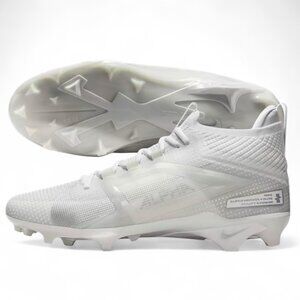 Nike Alpha Menace 4 Elite White Metallic Silver Mens Football Cleats $220 NEW